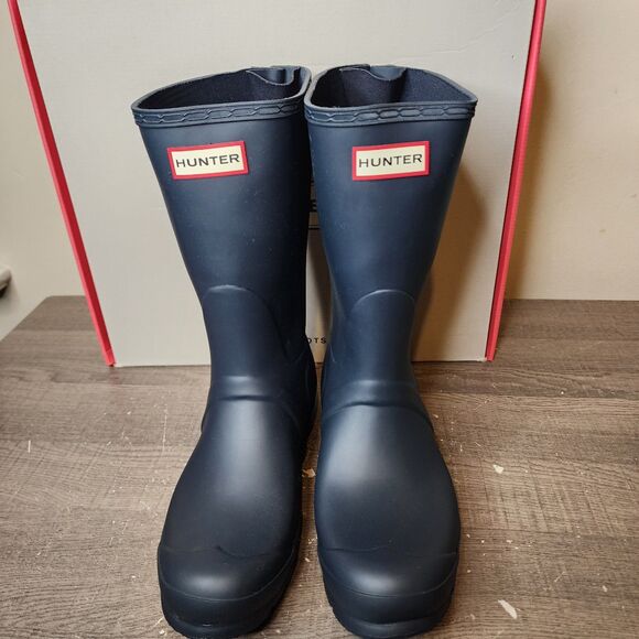Hunter Original Short Boots Waterproof Rain Navy Blue Womens Size 8 WFS1013RMA - Picture 3 of 11